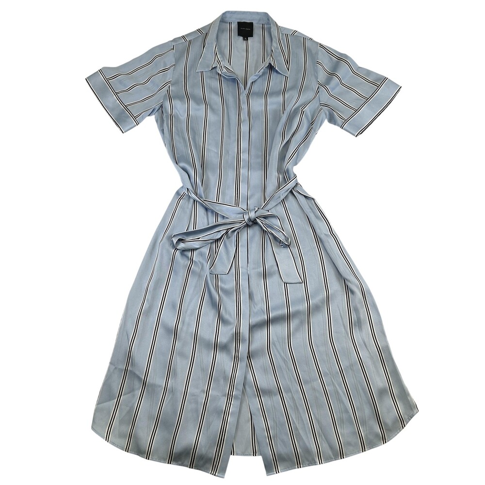 Alex Marie Shirt Dress Womens 16 Blue Striped Belted Button Front Workwear
